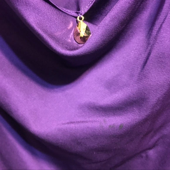 ST. JOHN  BLOUSE 92% SILK GORGEOUS PURPLE FIGURE FLATTERING LARGE - Picture 7 of 9